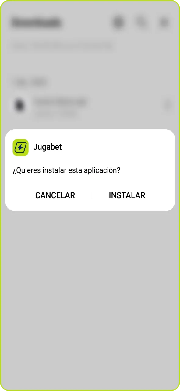 Descarga el archivo APK de Jugabet directamente en tu dispositivo móvil.
