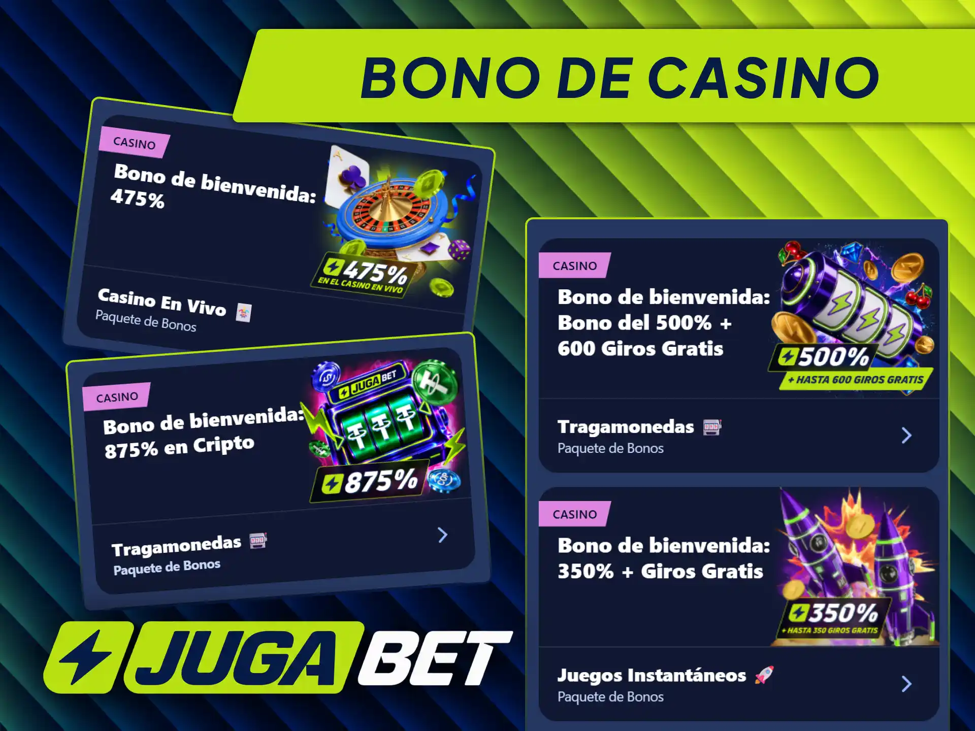 Reclamá tu bono de casino de bienvenida en Jugabet para obtener giros gratis.
