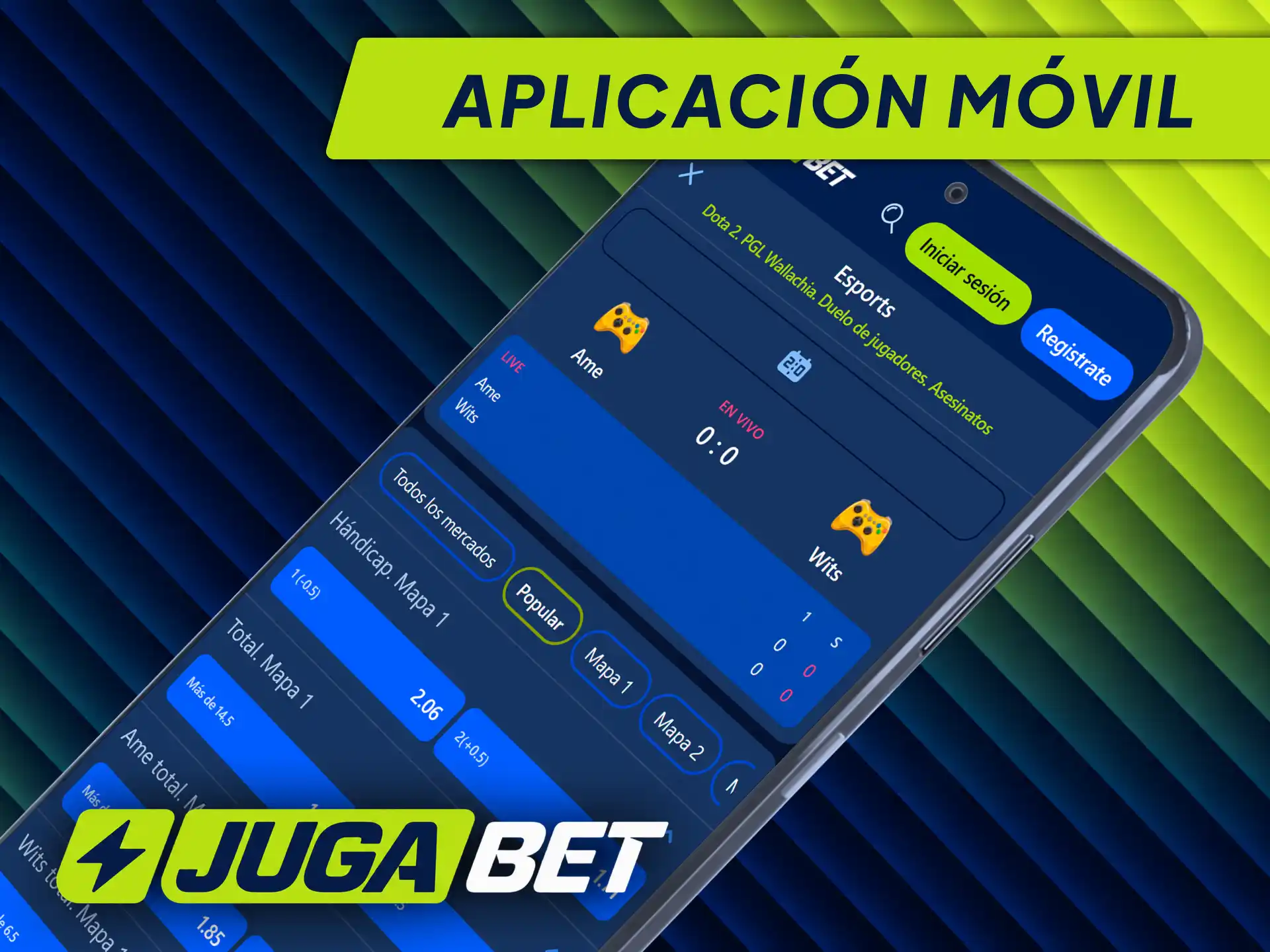 Realiza tus apuestas a Dota 2 desde la aplicación móvil de Jugabet con rapidez.