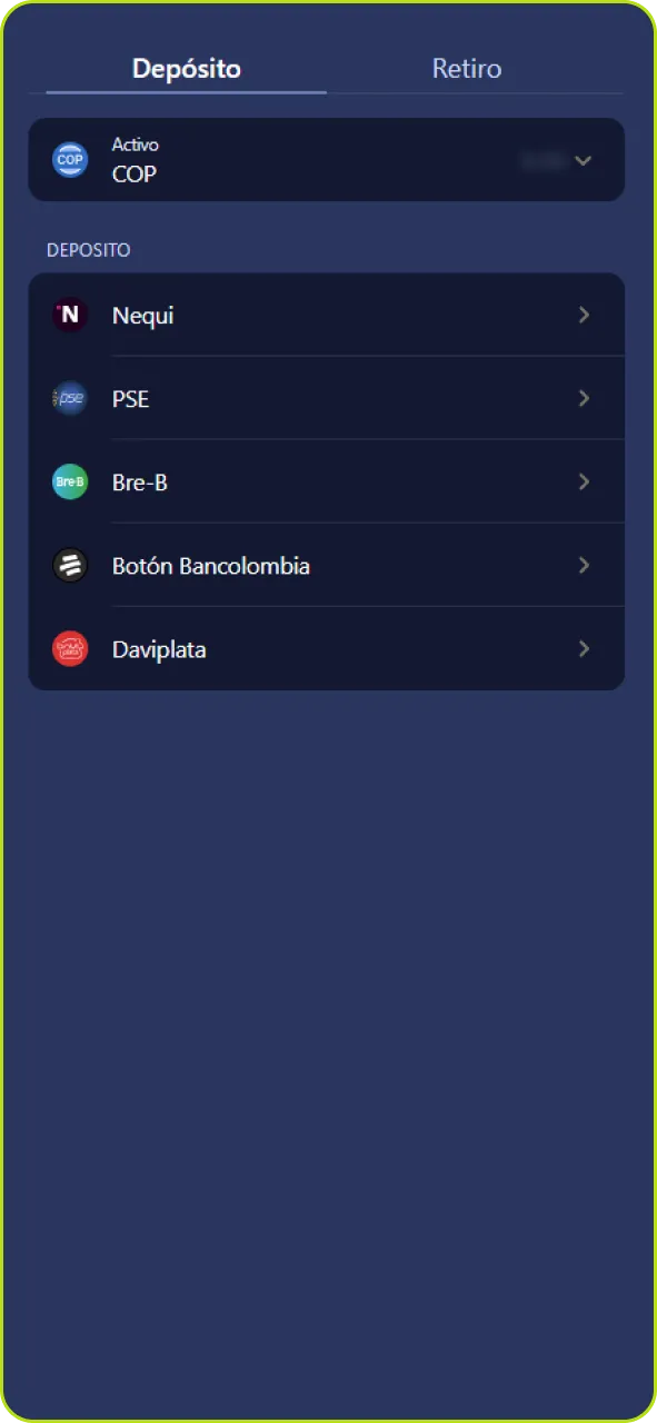 Deposita fondos en tu cuenta de Jugabet utilizando los métodos de pago en Colombia.