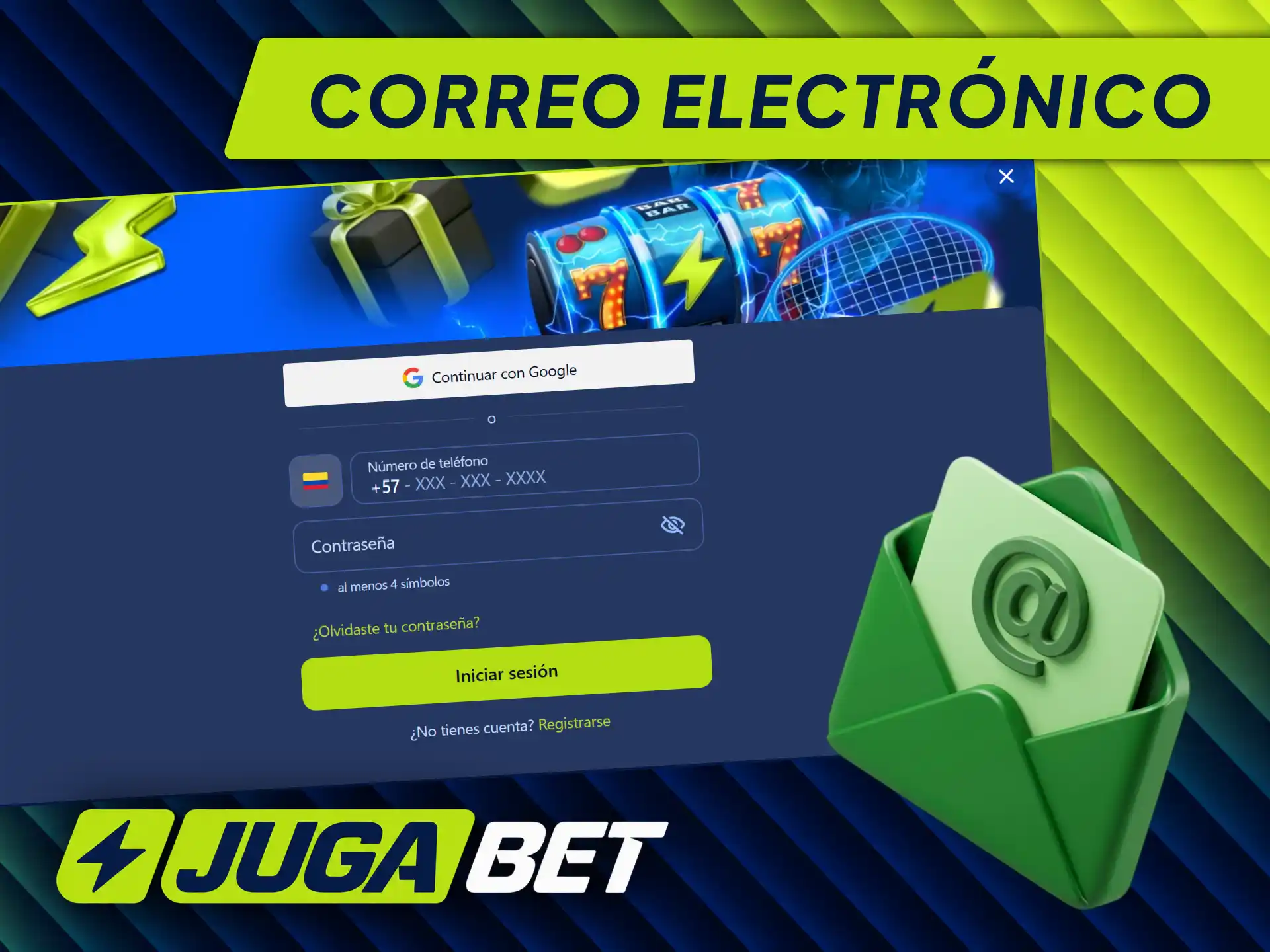 Inicia sesión con tu correo electrónico en Jugabet para acceder a tu perfil en Colombia.