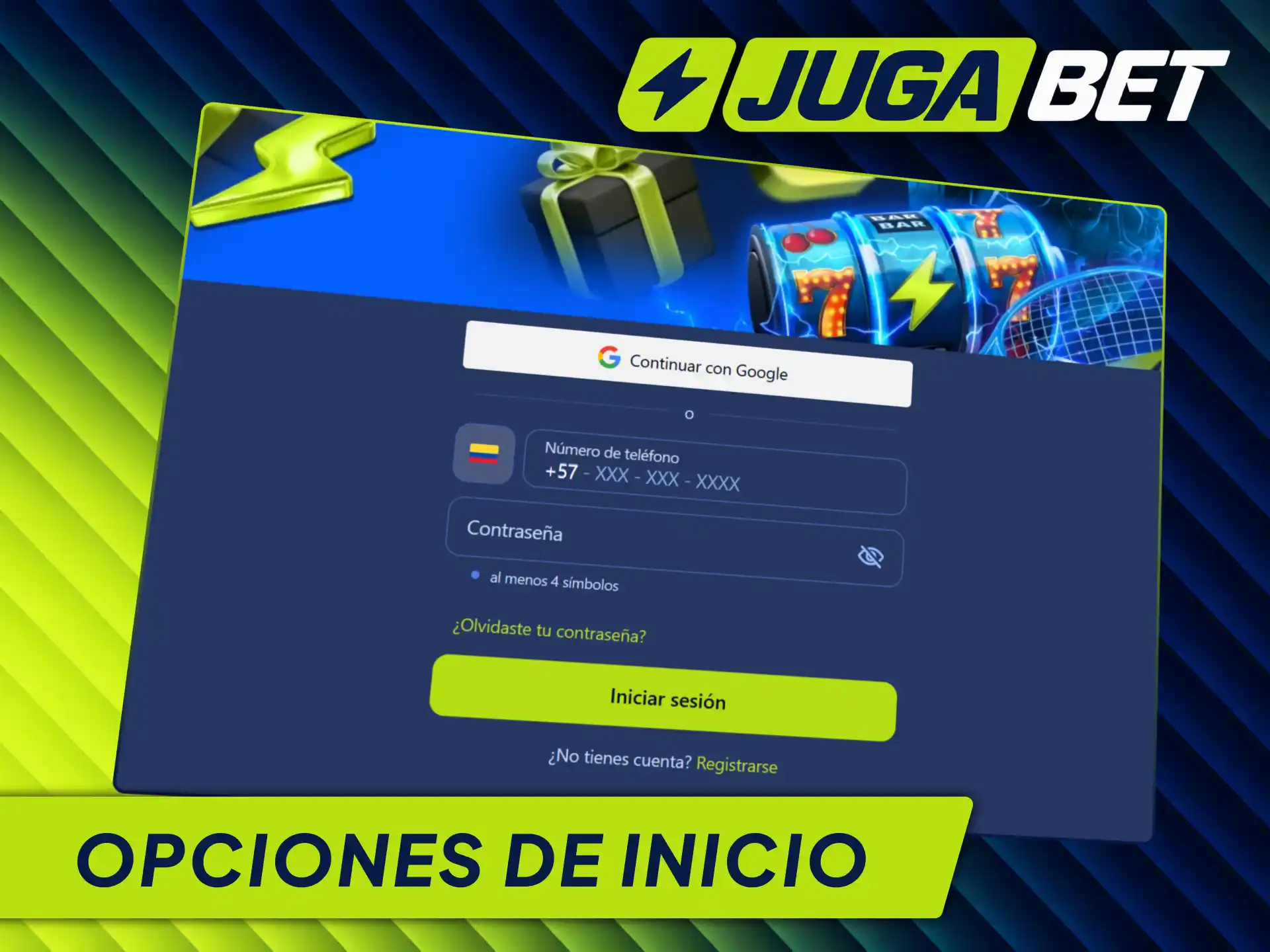 Inicia sesión en tu cuenta de Jugabet Colombia seleccionando la opción de acceso rápida.
