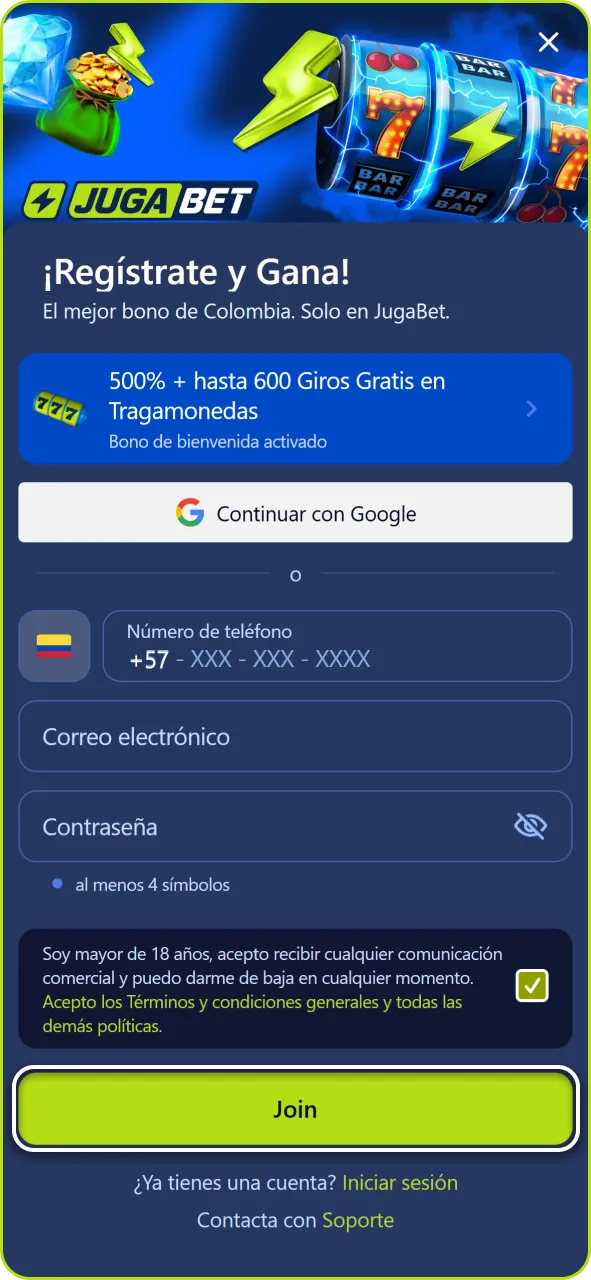 Confirmá tu perfil en la app de Jugabet para finalizar el registro.
