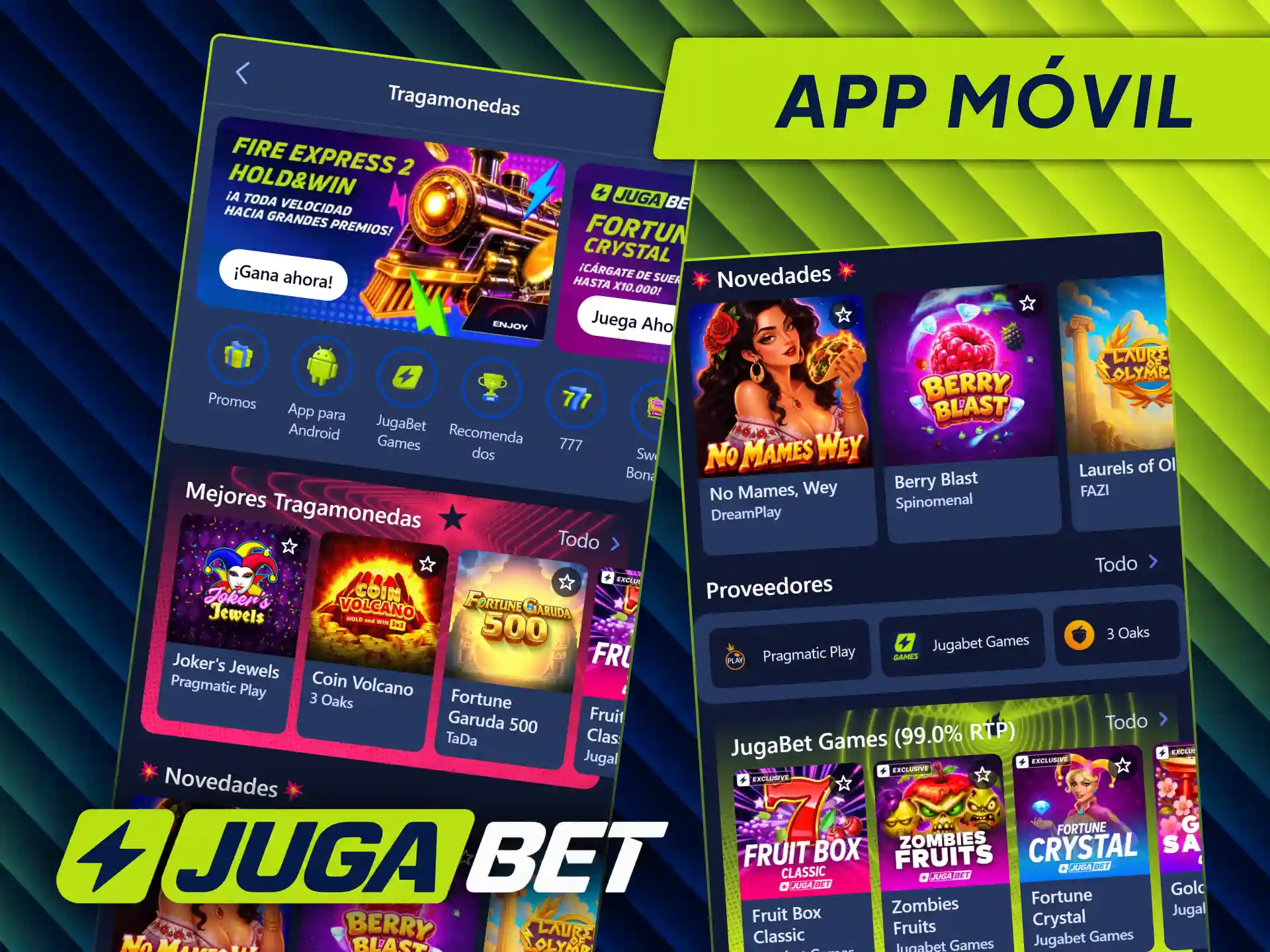 Disfruta de las mejores tragamonedas en Jugabet directamente desde la aplicación móvil.