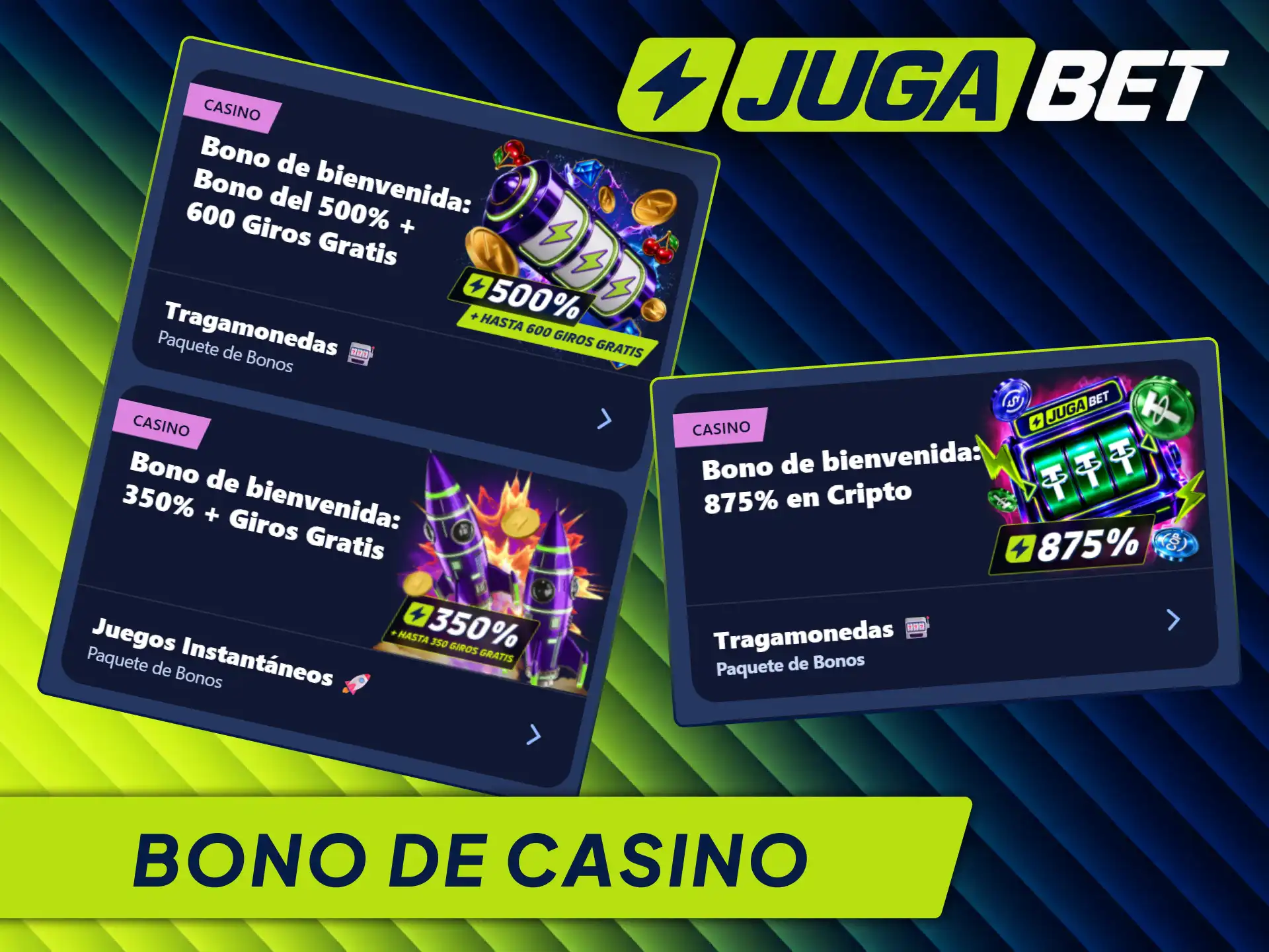 Reclamá tu bono de casino para tragamonedas en Jugabet y consigue giros gratis en Colombia.